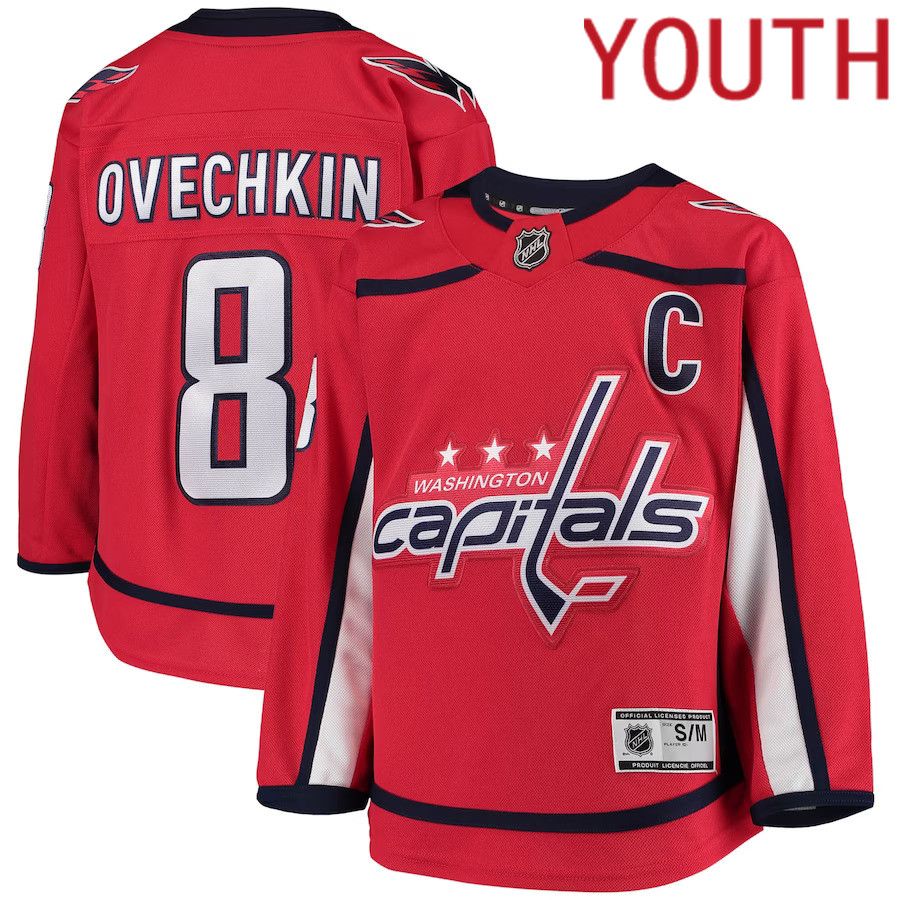 Youth Washington Capitals 8 Alexander Ovechkin Red Home Premier Player NHL Jersey